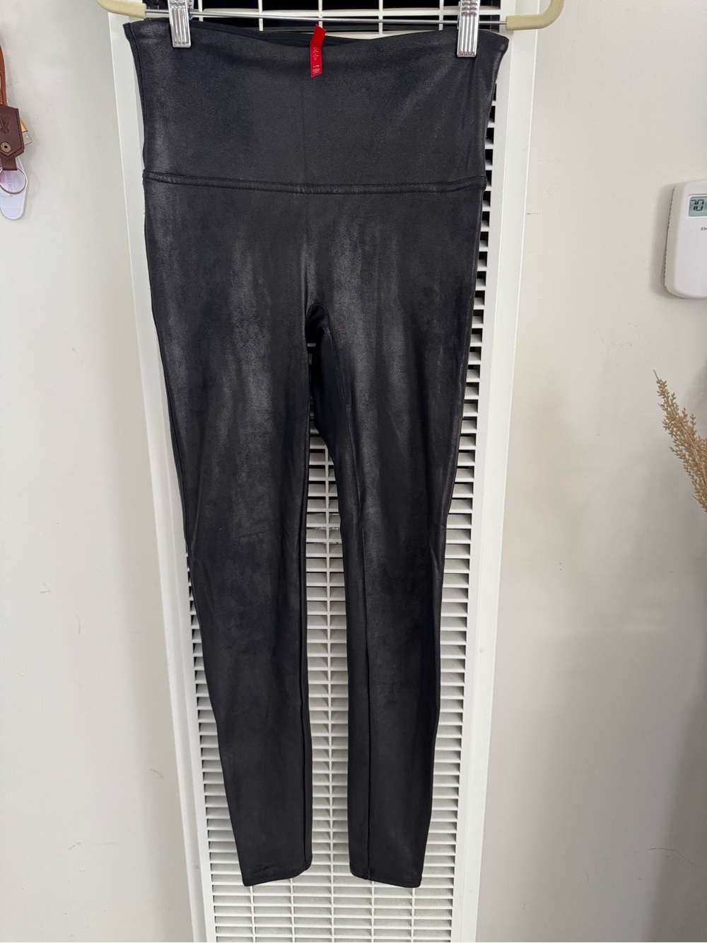 SPANX- High-Waist Black Faux Leather Leggings